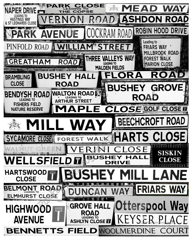 Parkwin Photography North-Bushey Hertfordshire Street Names Standard